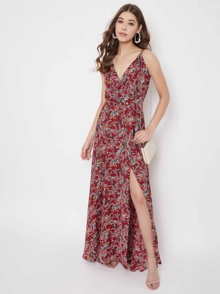 Floral Printed Slit Maxi Dress