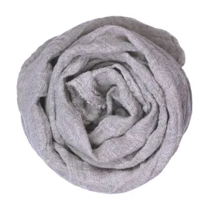 Frayed Edge Light Linen Scarf – Natural/Loose Open Weave by LinenCasa
