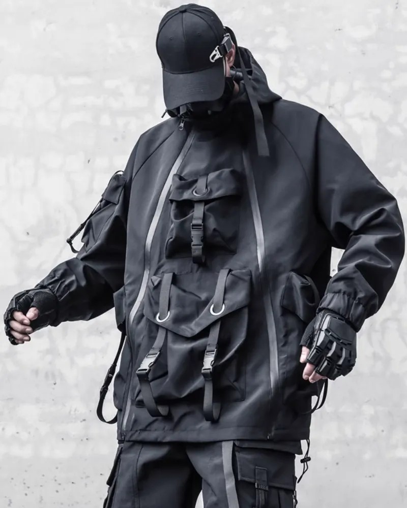 Functional Hardcore Loose Cyberpunk Hooded Jacket