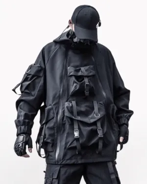 Functional Hardcore Loose Cyberpunk Hooded Jacket
