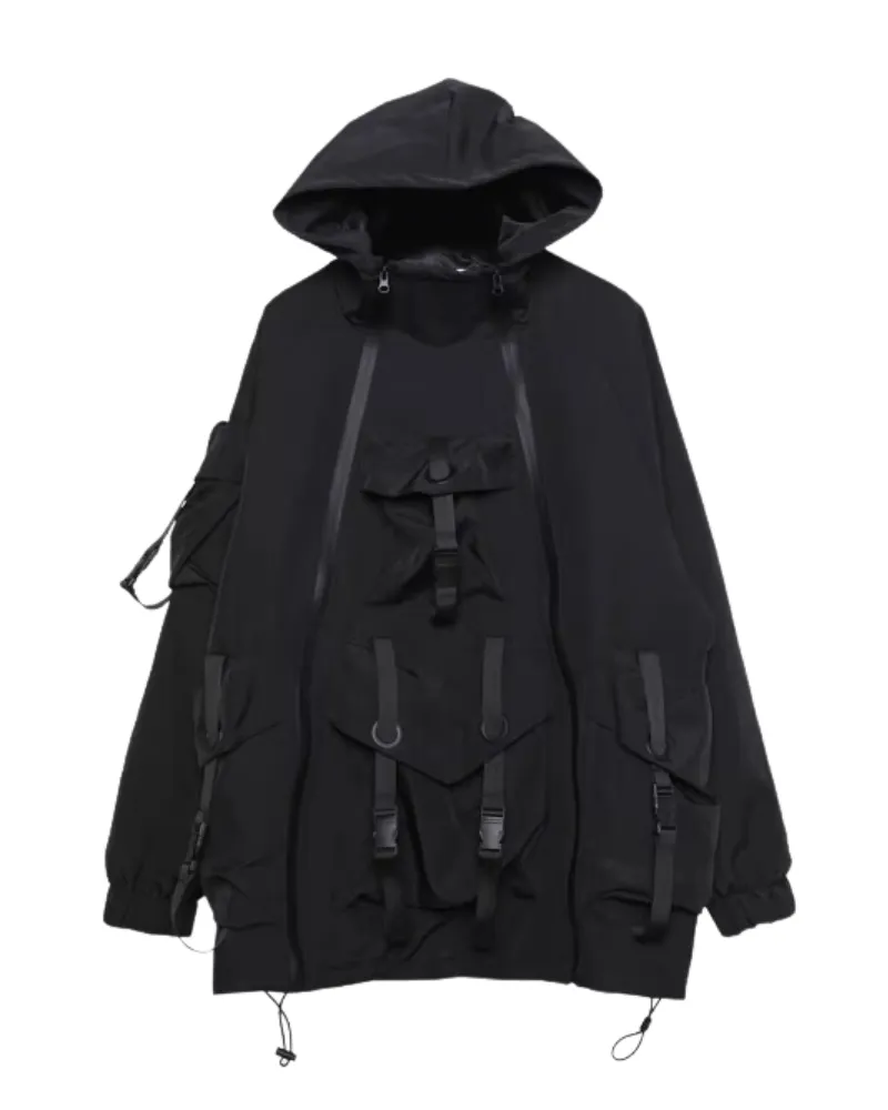 Functional Hardcore Loose Cyberpunk Hooded Jacket