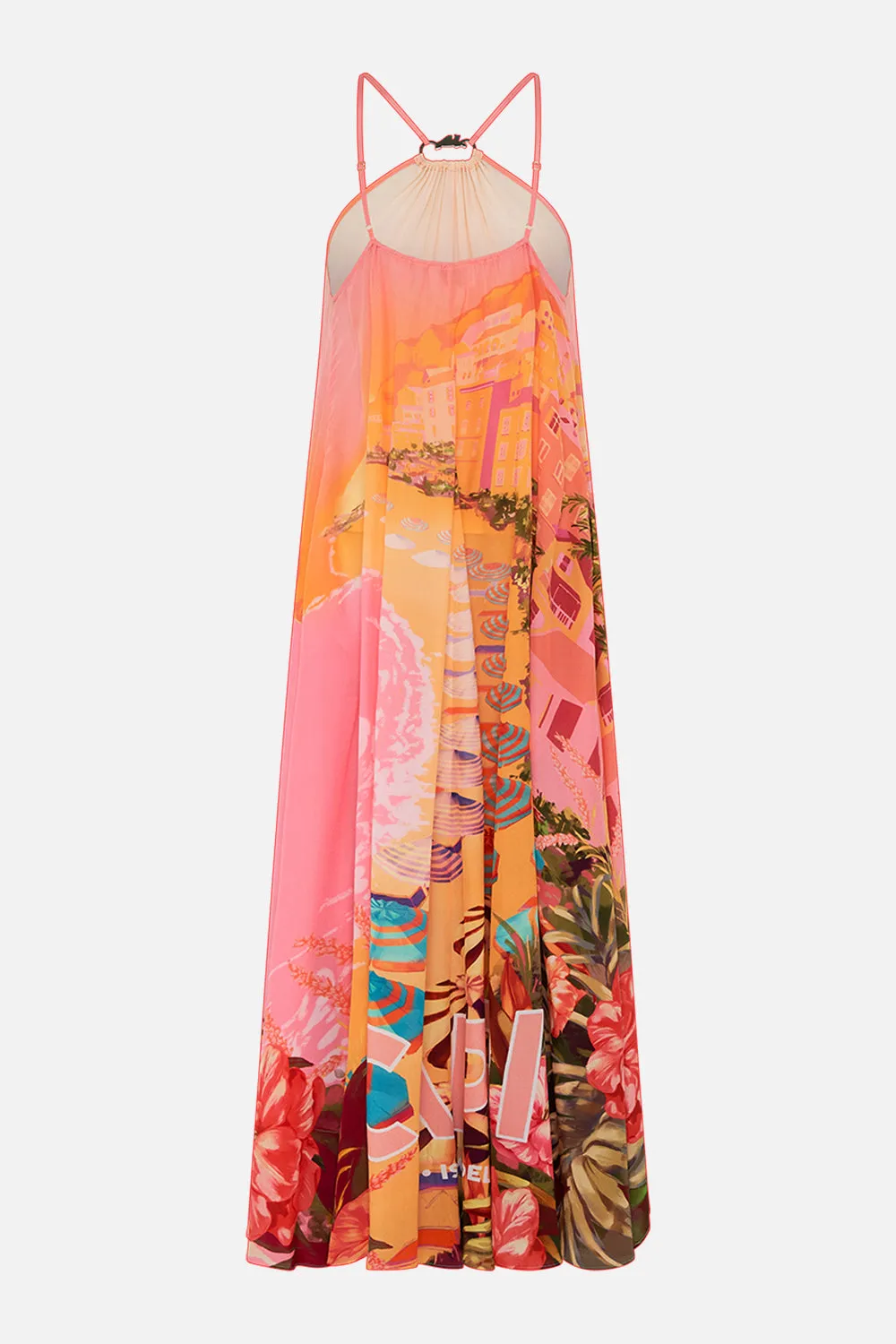 GATHER NECK HALTER MAXI DRESS CAPRI ME