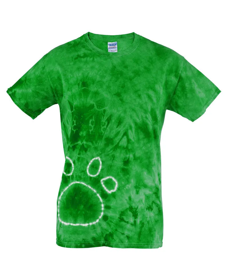 gildan tie-dye adult pawprints tee - kelly (xl)