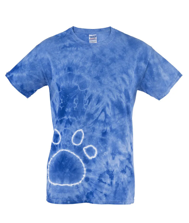 gildan tie-dye adult pawprints tee - royal (s)