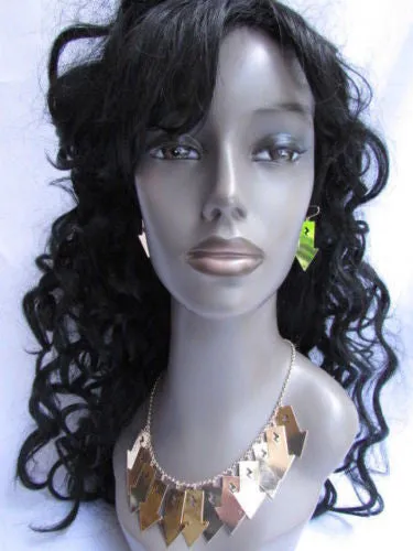 Gold Metal Chain Lightning Arrows Drop Trendy Necklace Earrings Set