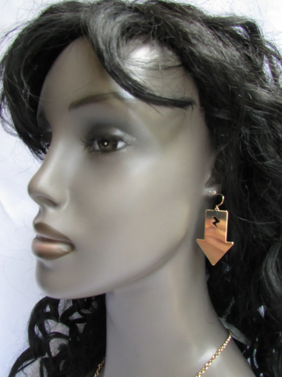 Gold Metal Chain Lightning Arrows Drop Trendy Necklace Earrings Set
