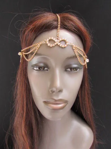 Gold Metal Head Band Forehead Hair Jewelry Infinity Sing Wedding