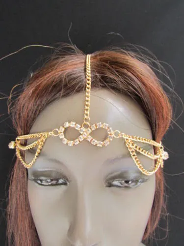Gold Metal Head Band Forehead Hair Jewelry Infinity Sing Wedding