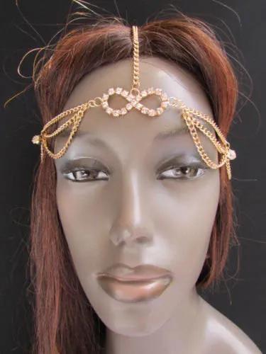 Gold Metal Head Band Forehead Hair Jewelry Infinity Sing Wedding