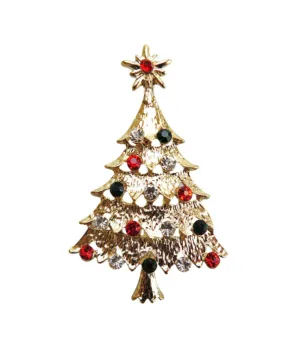 Green Crystal Christmas Tree Brooch