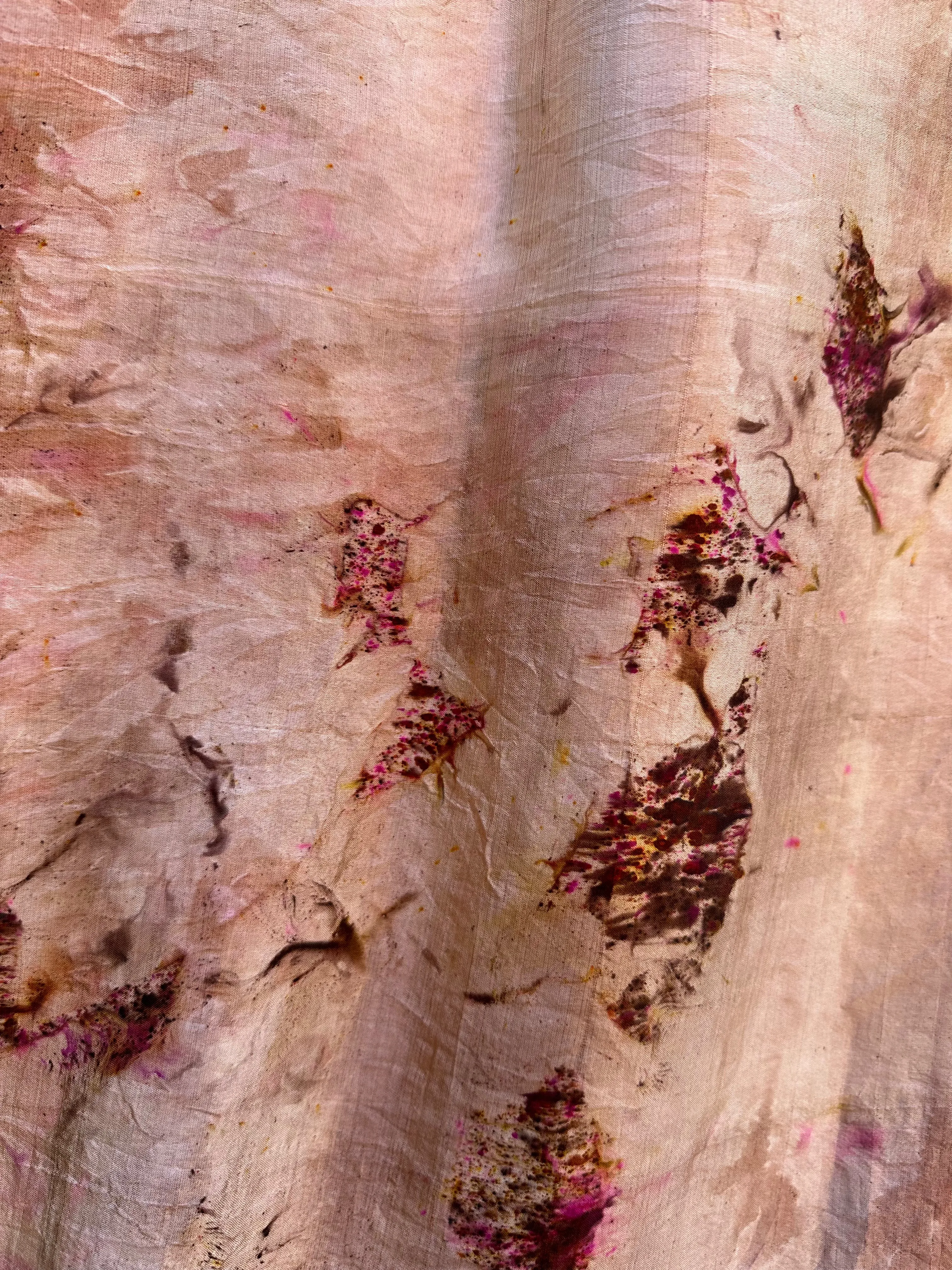 Hand Dyed Silk Shawl/Wrap/Scarf "Random Silk Shawl/Scarf 4" Taupe Brown Gold Fuchsia Pink Yellow Copper Mulberry Silk Shawl 36” x 100” 94cm x 250cm