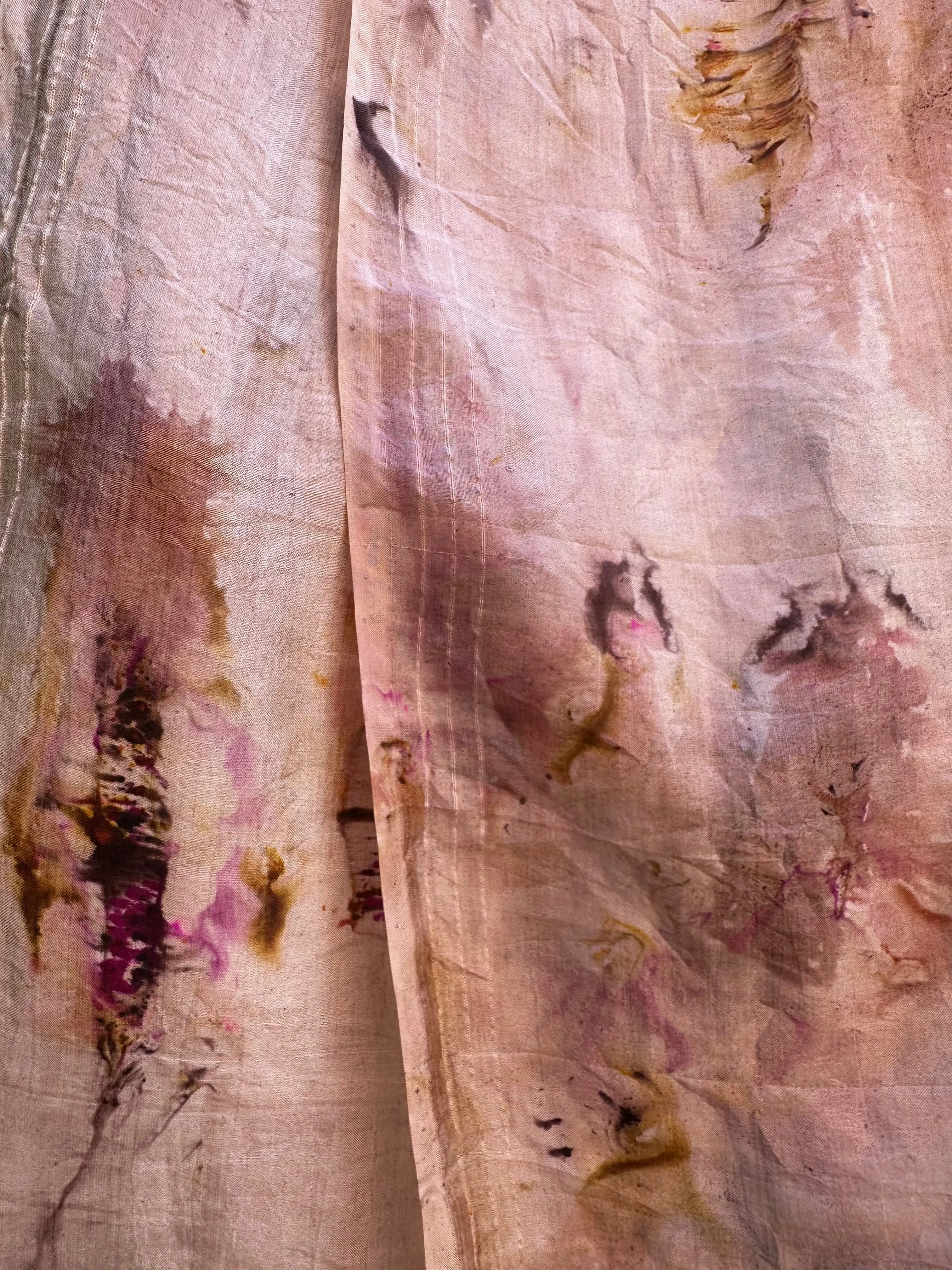 Hand Dyed Silk Shawl/Wrap/Scarf "Random Silk Shawl/Scarf 4" Taupe Brown Gold Fuchsia Pink Yellow Copper Mulberry Silk Shawl 36” x 100” 94cm x 250cm