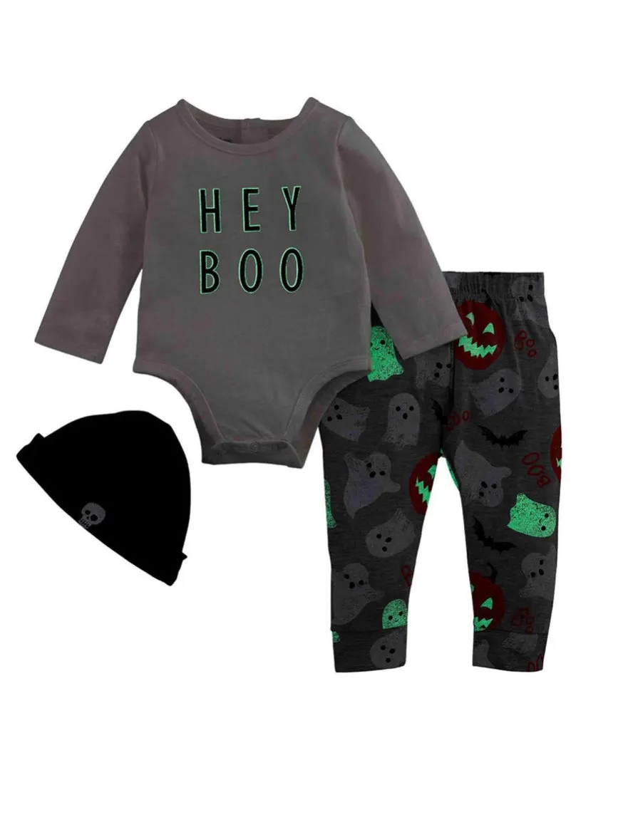 HEY BOO GLOW-IN-THE-DARK CRAWLER THREE-PIECE SET