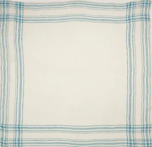 Indigo & White Linen Bordered Handkerchief