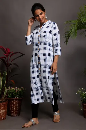 Indigo Effect - Straight Kurta with mask