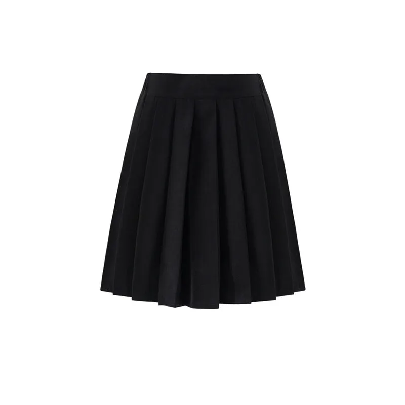 Japanese Sweet Look Uniform All-Matching College Solid Colored Pleated aSkirt Dress Skirt