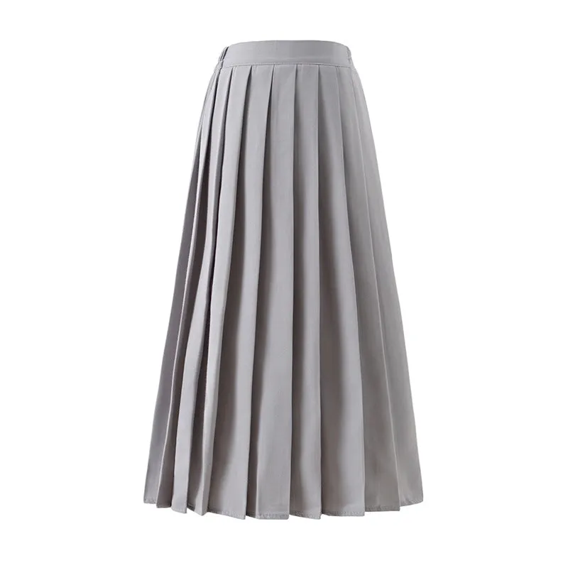 Japanese Sweet Look Uniform All-Matching College Solid Colored Pleated aSkirt Dress Skirt