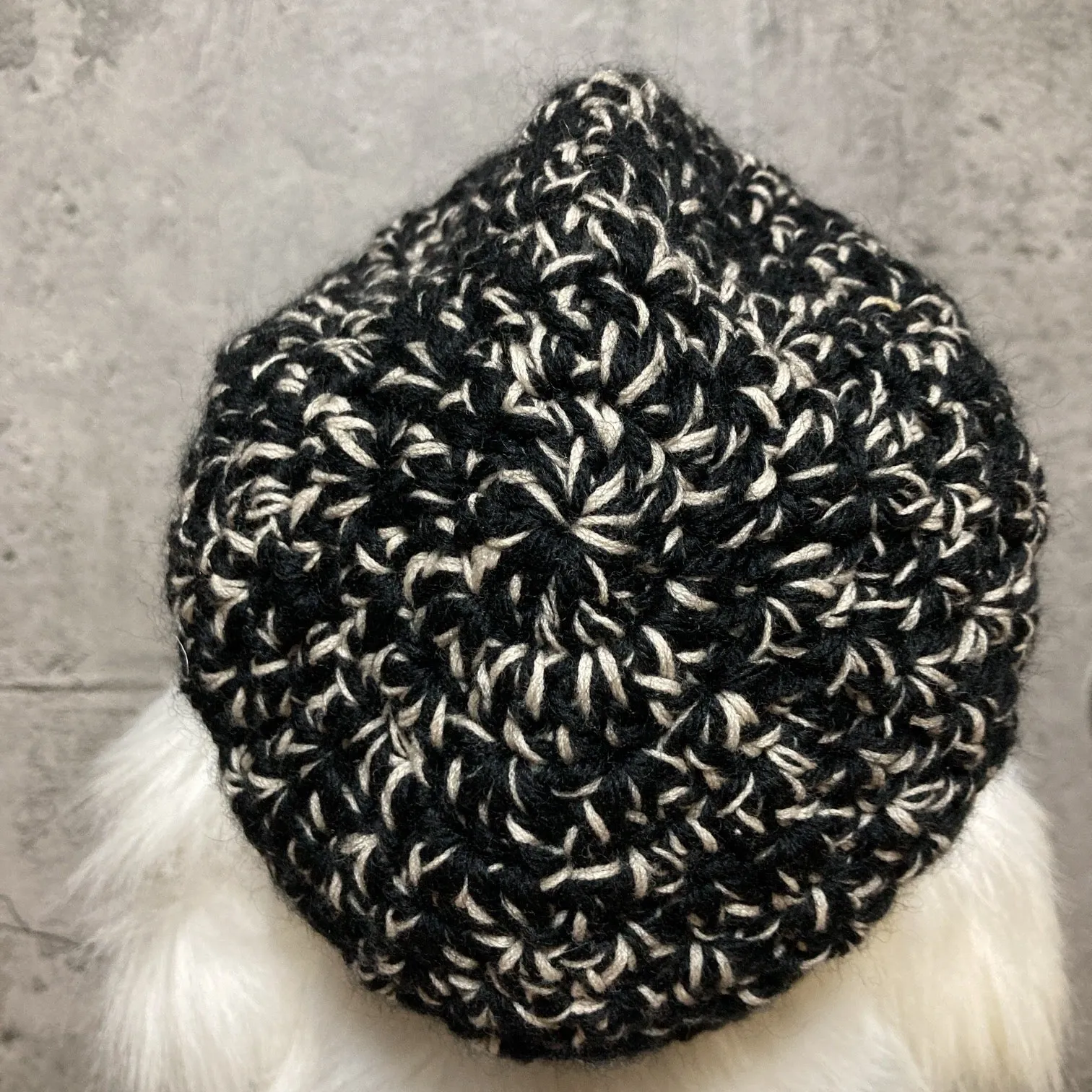 knit crochet hat black white
