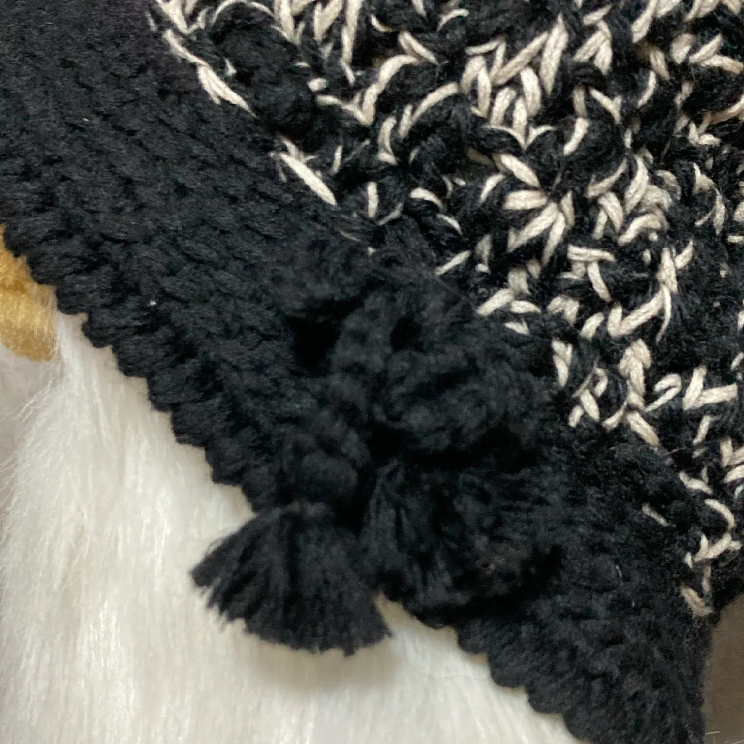 knit crochet hat black white