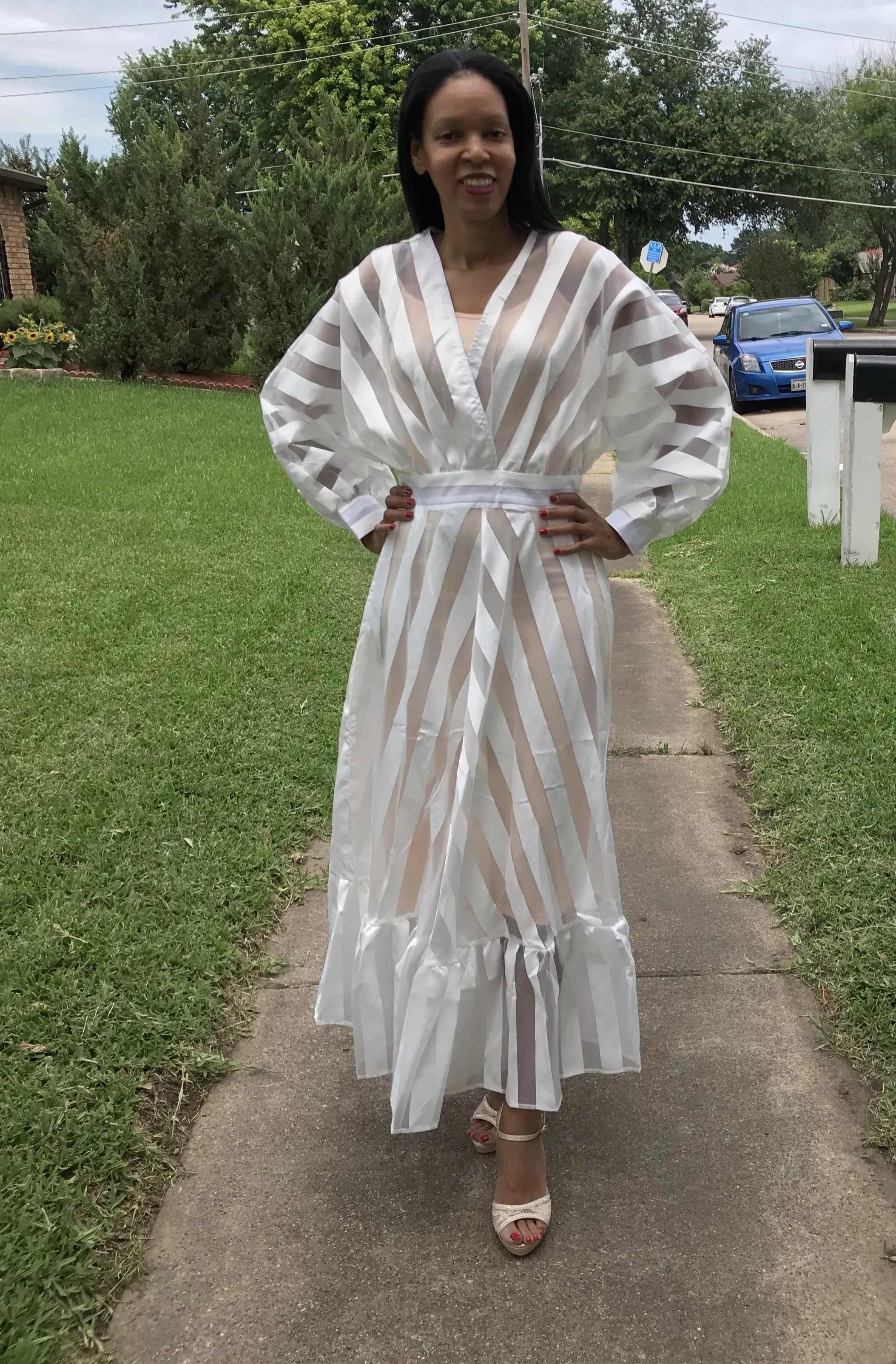 Lantern Sleeve Maxi Dress