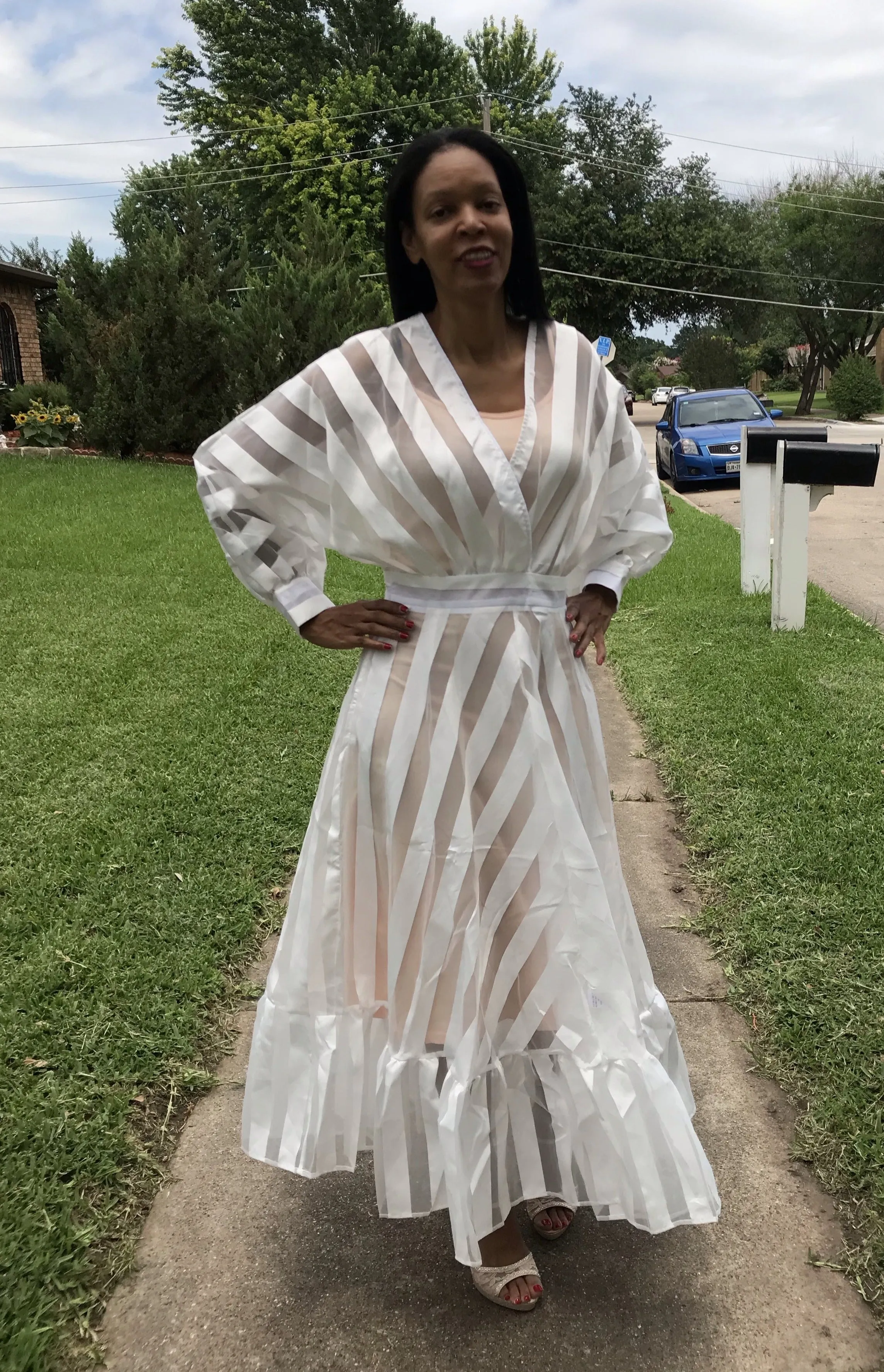 Lantern Sleeve Maxi Dress