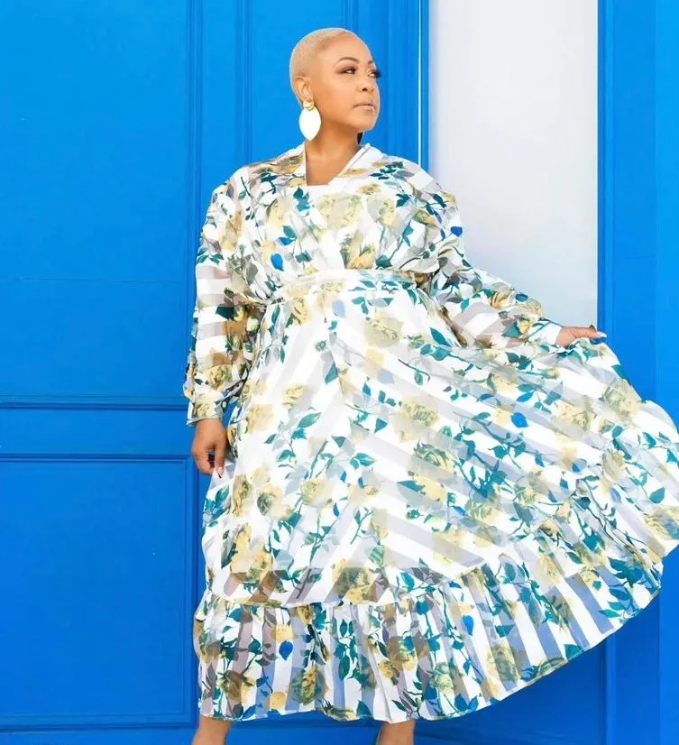 Lantern Sleeve Maxi Dress