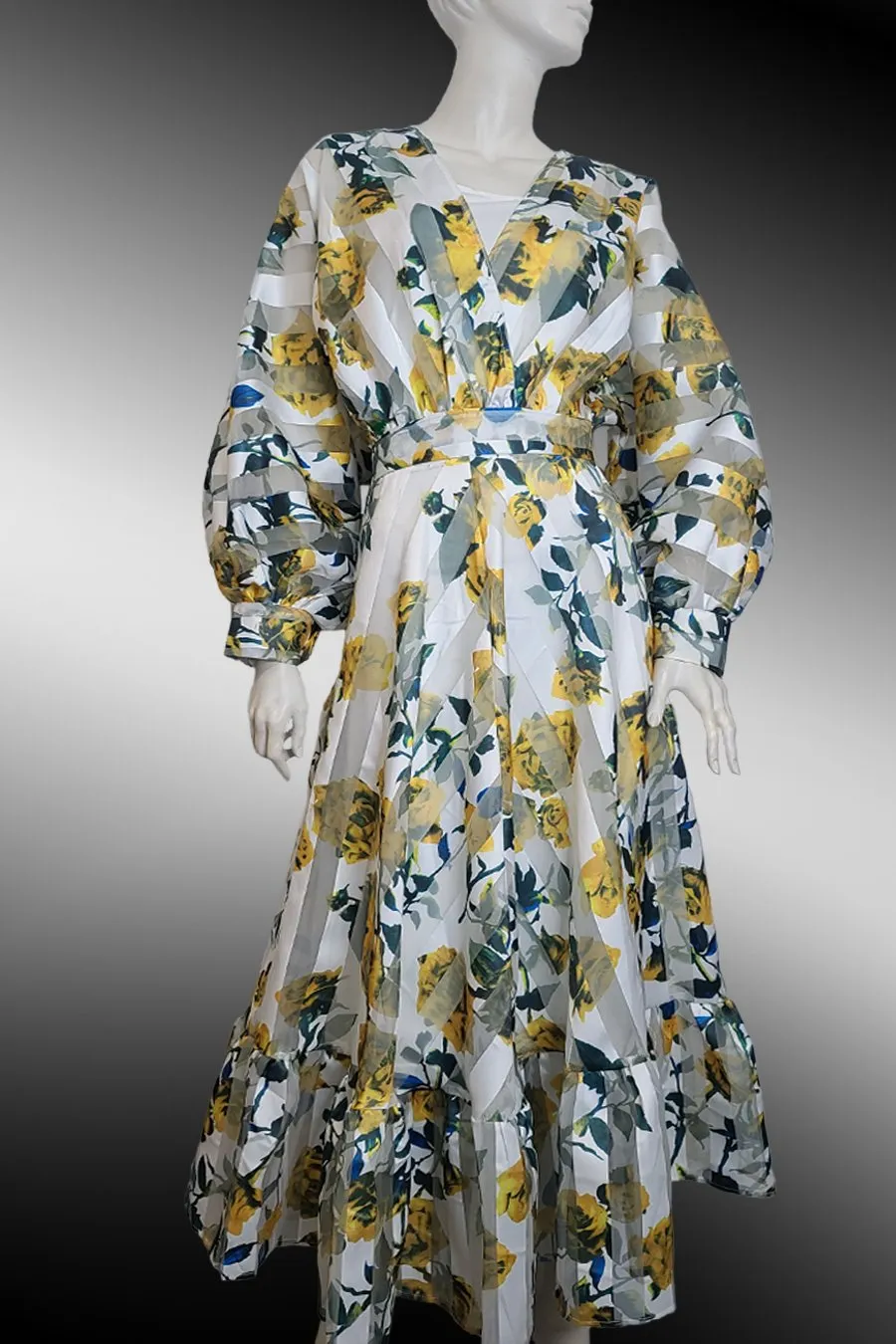 Lantern Sleeve Maxi Dress