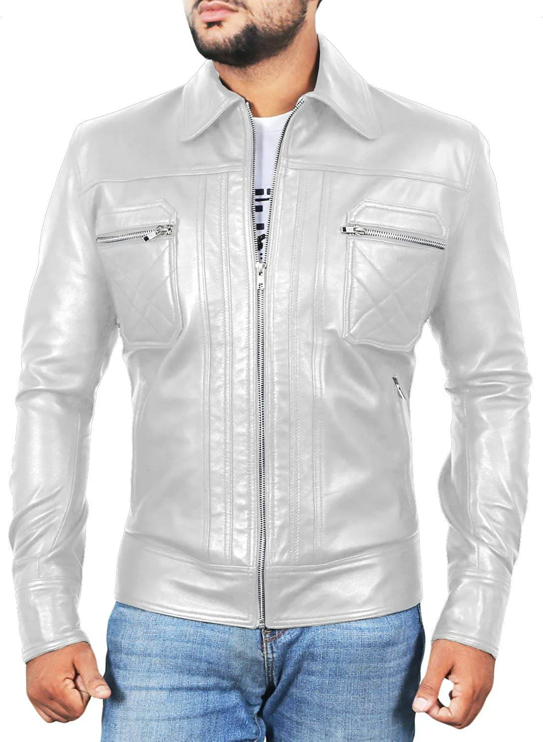 Leather Jackets Hub Mens Genuine Lambskin Leather Jacket (Black, Classic Jacket) - 1501153