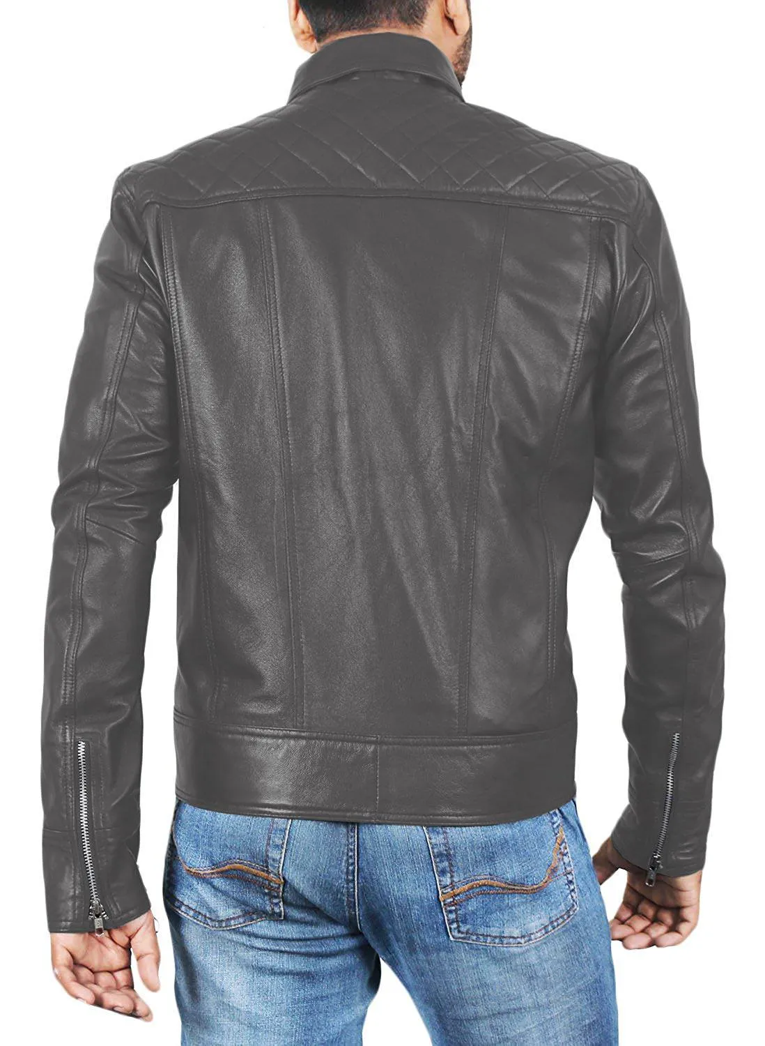 Leather Jackets Hub Mens Genuine Lambskin Leather Jacket (Black, Classic Jacket) - 1501153