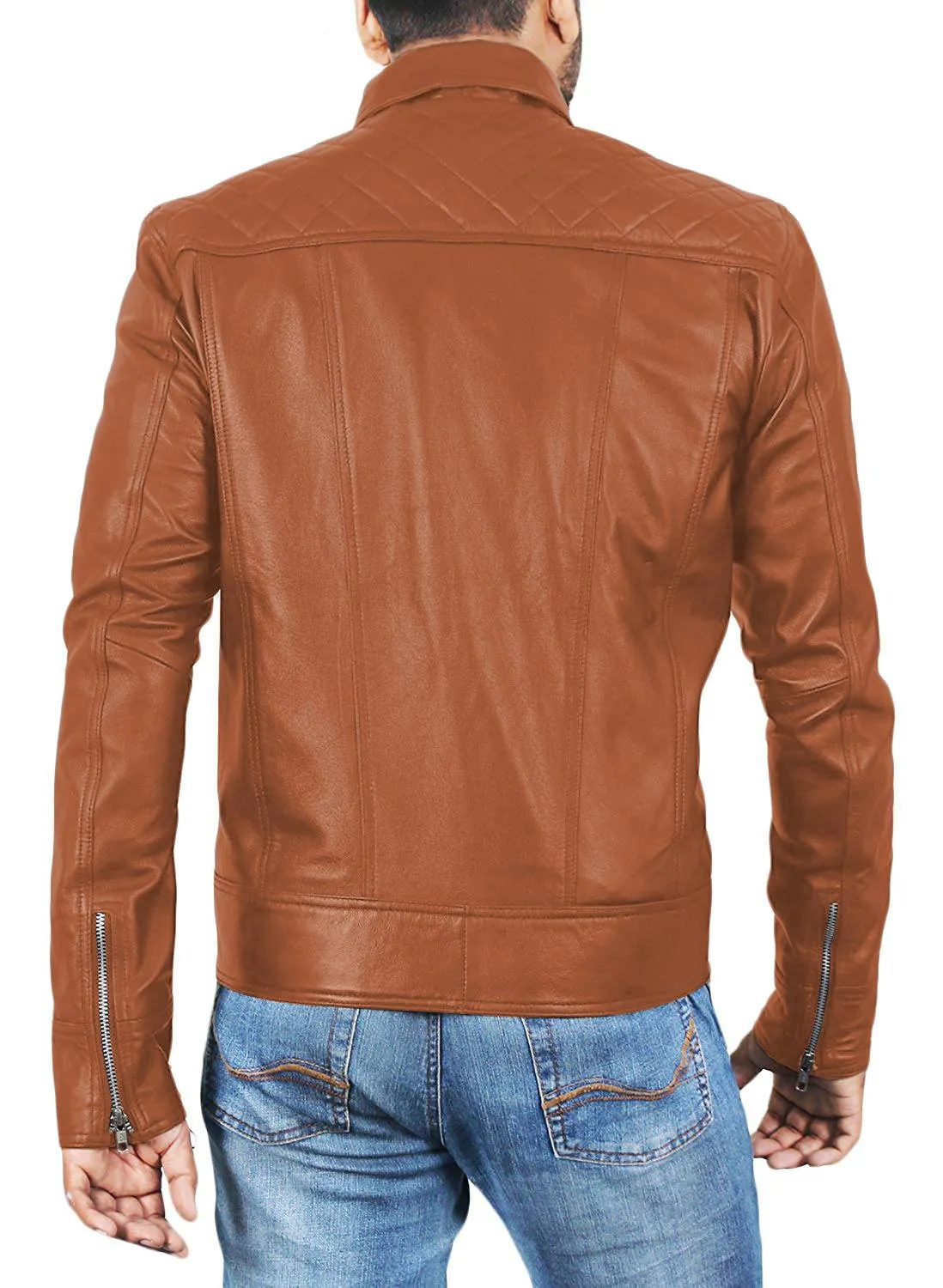 Leather Jackets Hub Mens Genuine Lambskin Leather Jacket (Black, Classic Jacket) - 1501153