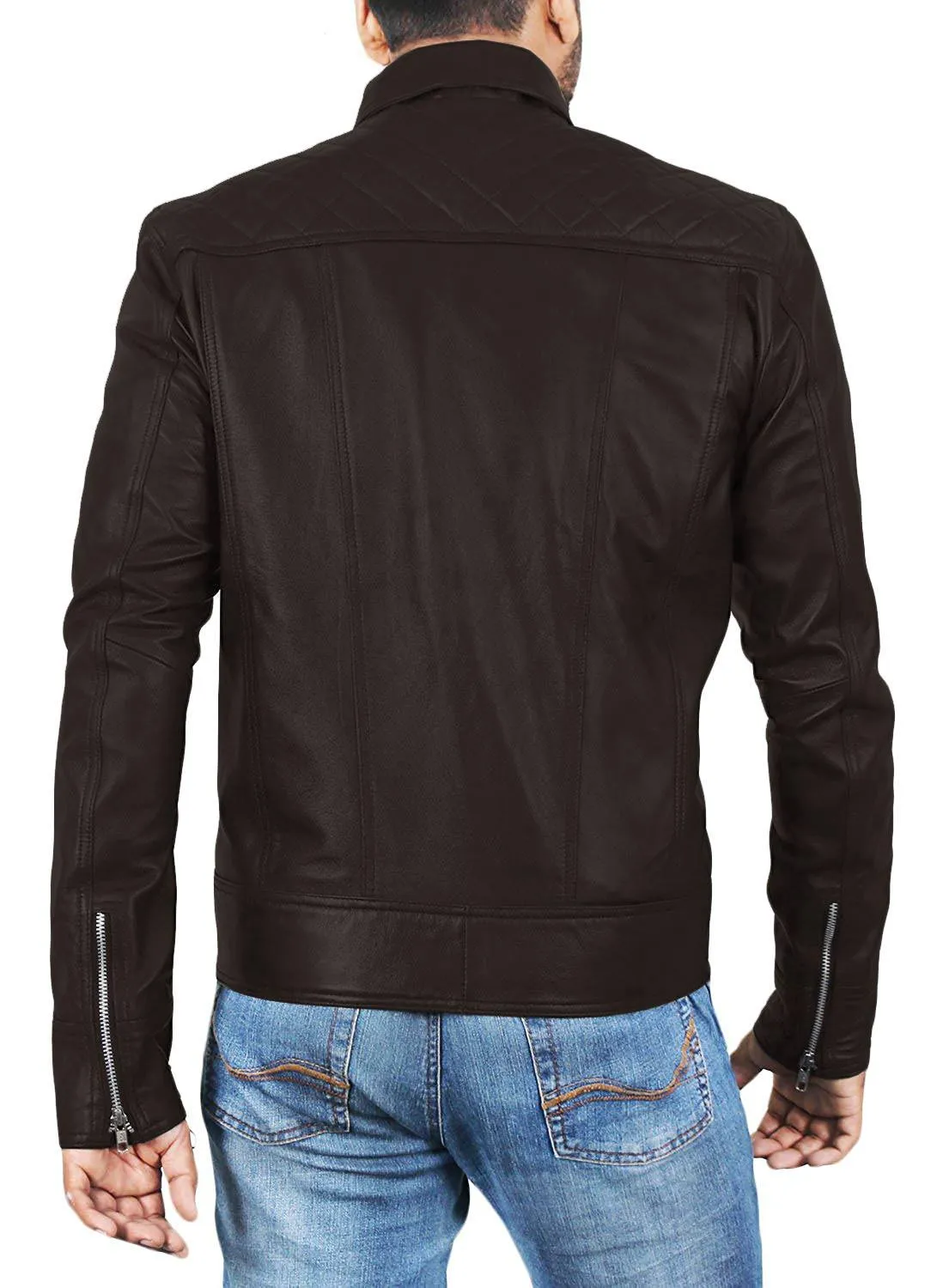Leather Jackets Hub Mens Genuine Lambskin Leather Jacket (Black, Classic Jacket) - 1501153