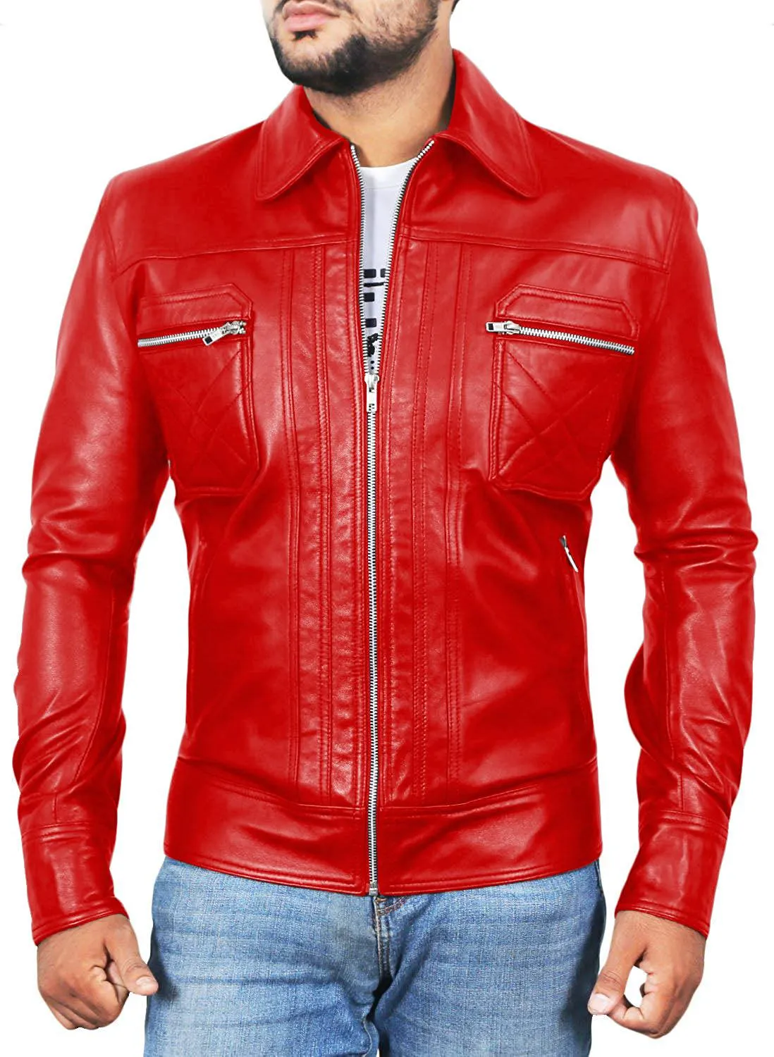 Leather Jackets Hub Mens Genuine Lambskin Leather Jacket (Black, Classic Jacket) - 1501153