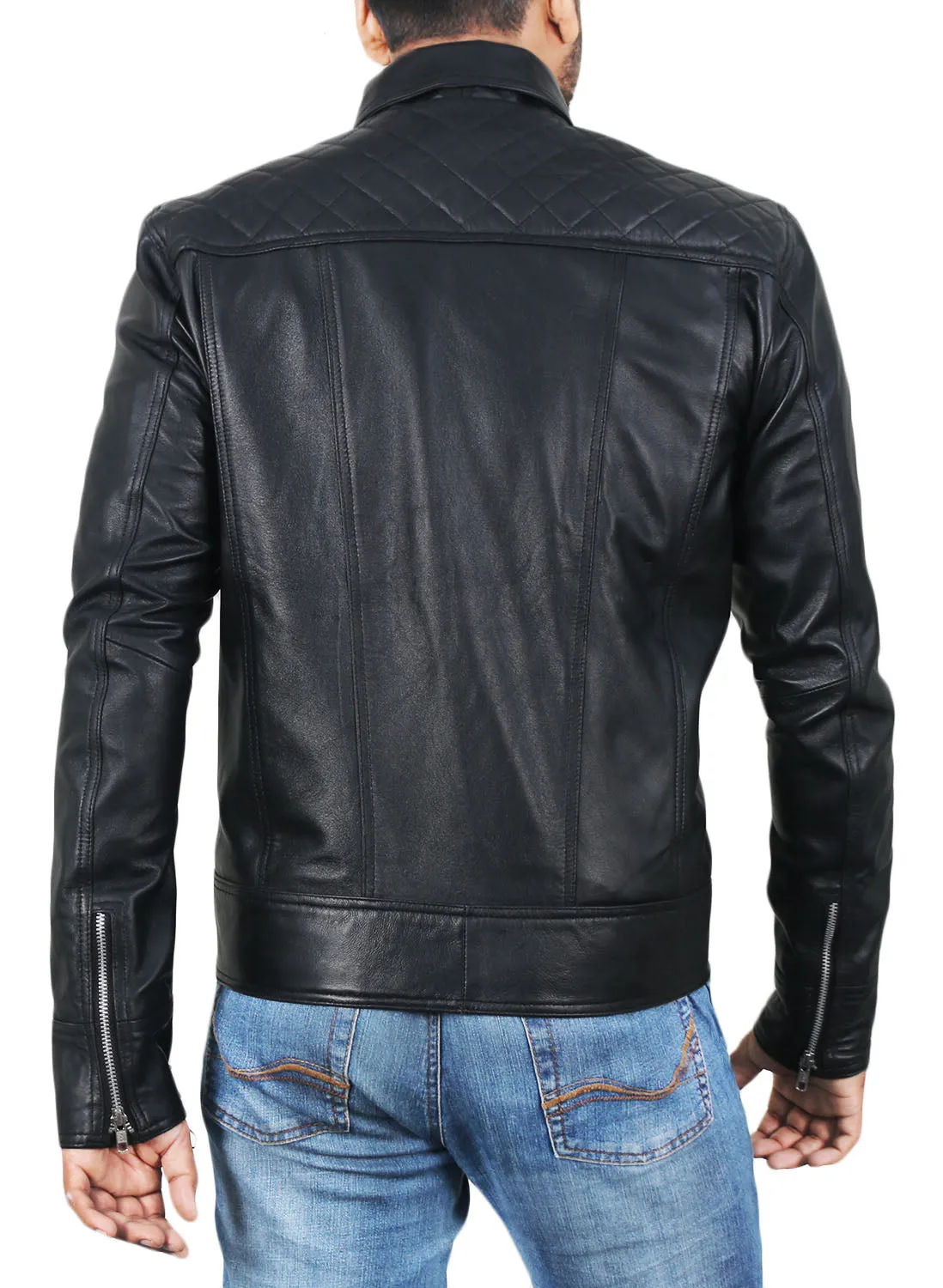 Leather Jackets Hub Mens Genuine Lambskin Leather Jacket (Black, Classic Jacket) - 1501153