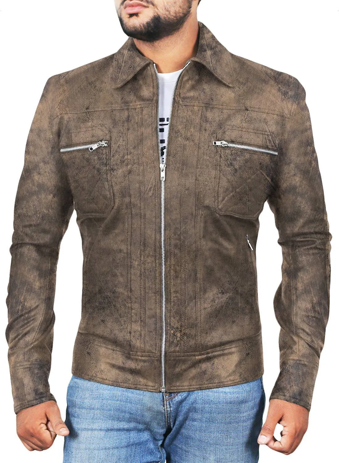 Leather Jackets Hub Mens Genuine Lambskin Leather Jacket (Black, Classic Jacket) - 1501153