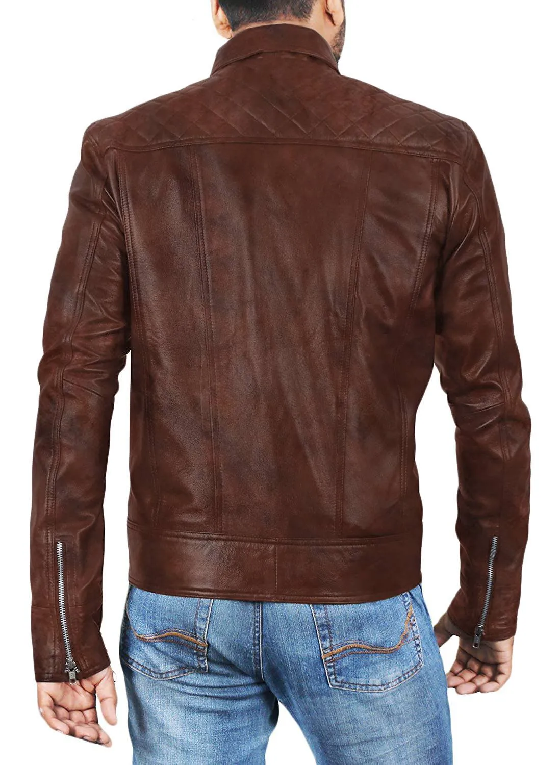 Leather Jackets Hub Mens Genuine Lambskin Leather Jacket (Black, Classic Jacket) - 1501153