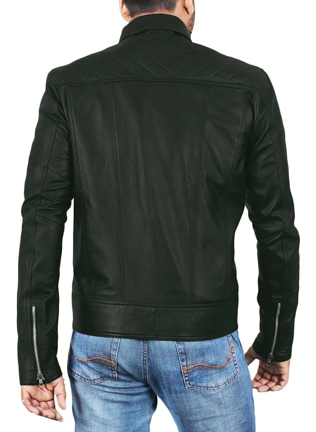 Leather Jackets Hub Mens Genuine Lambskin Leather Jacket (Black, Classic Jacket) - 1501153
