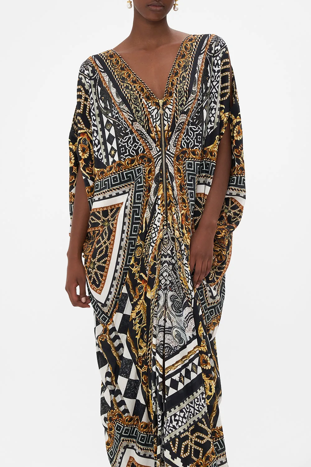 LONG DRAPE DRESS WITH ZIP FRONT LOOK UP TESORO