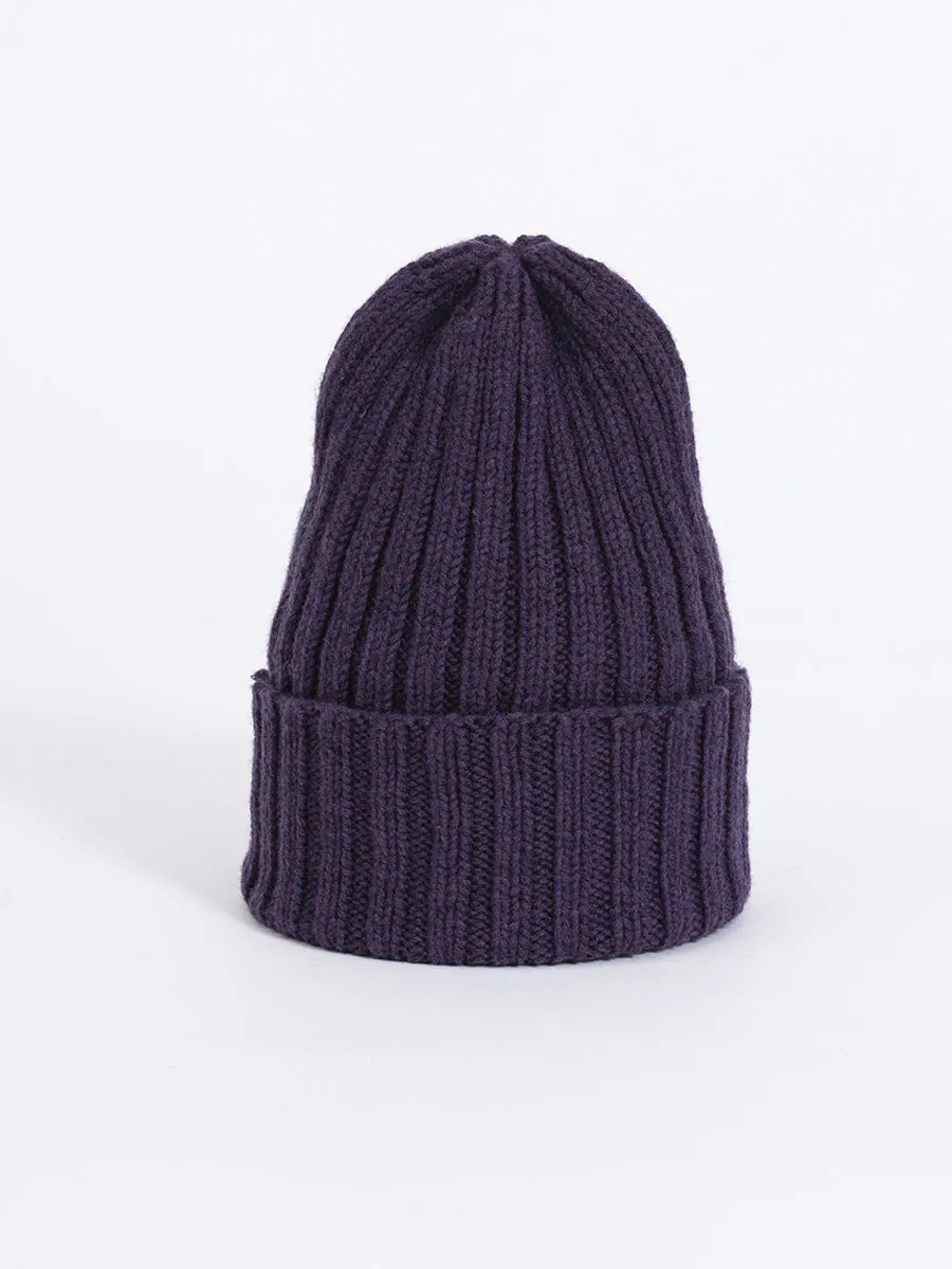 Merino Thick Rib Hat - Plum
