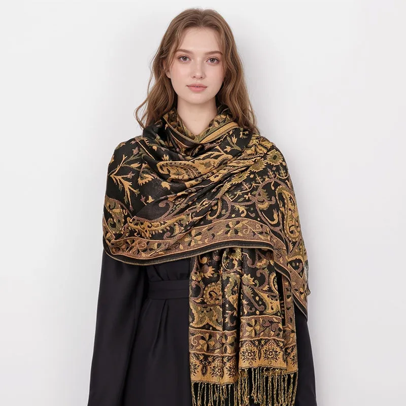MY09 High quality ethnic style cashew jacquard scarf