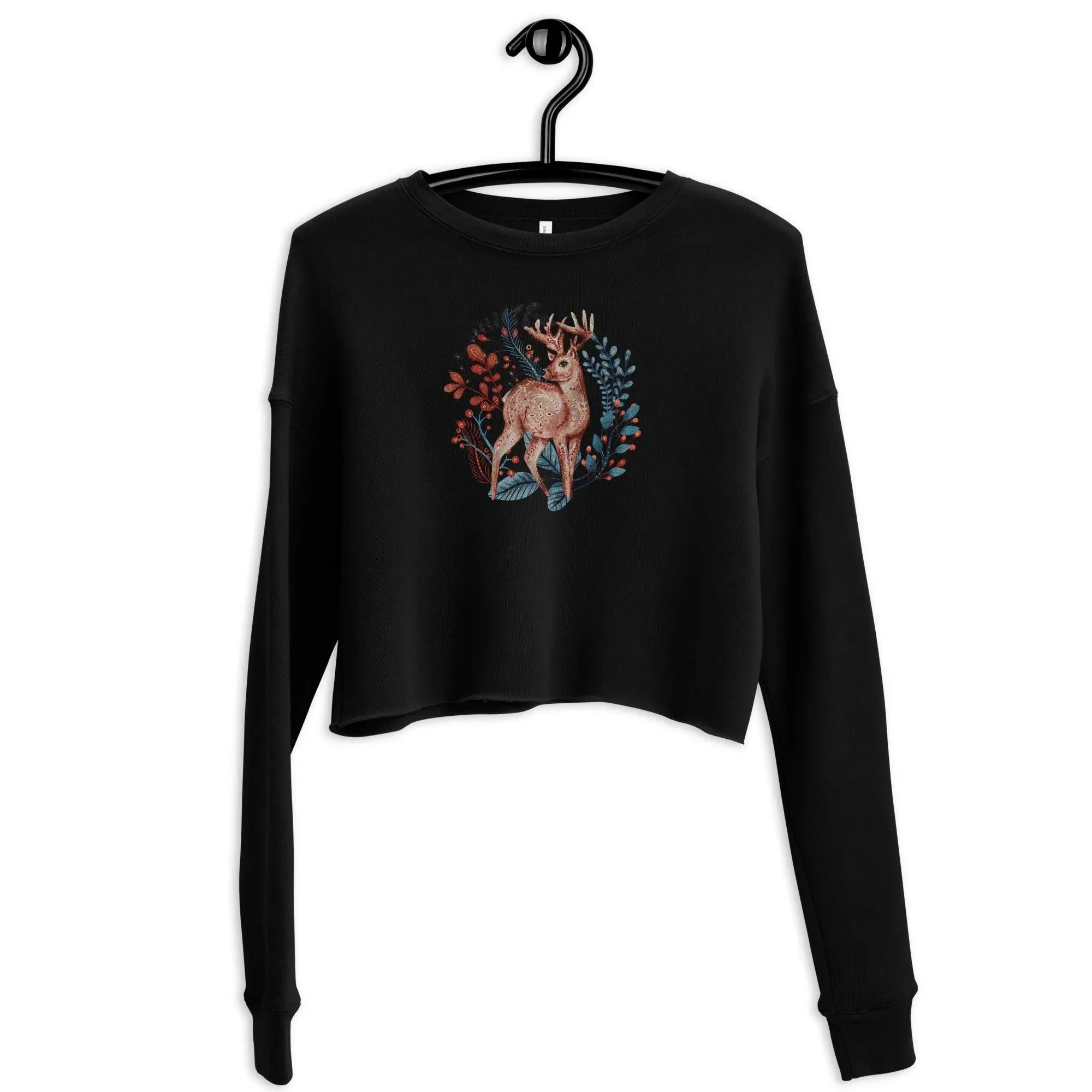 Nordic Winter Cropped Sweatshirt - Deer