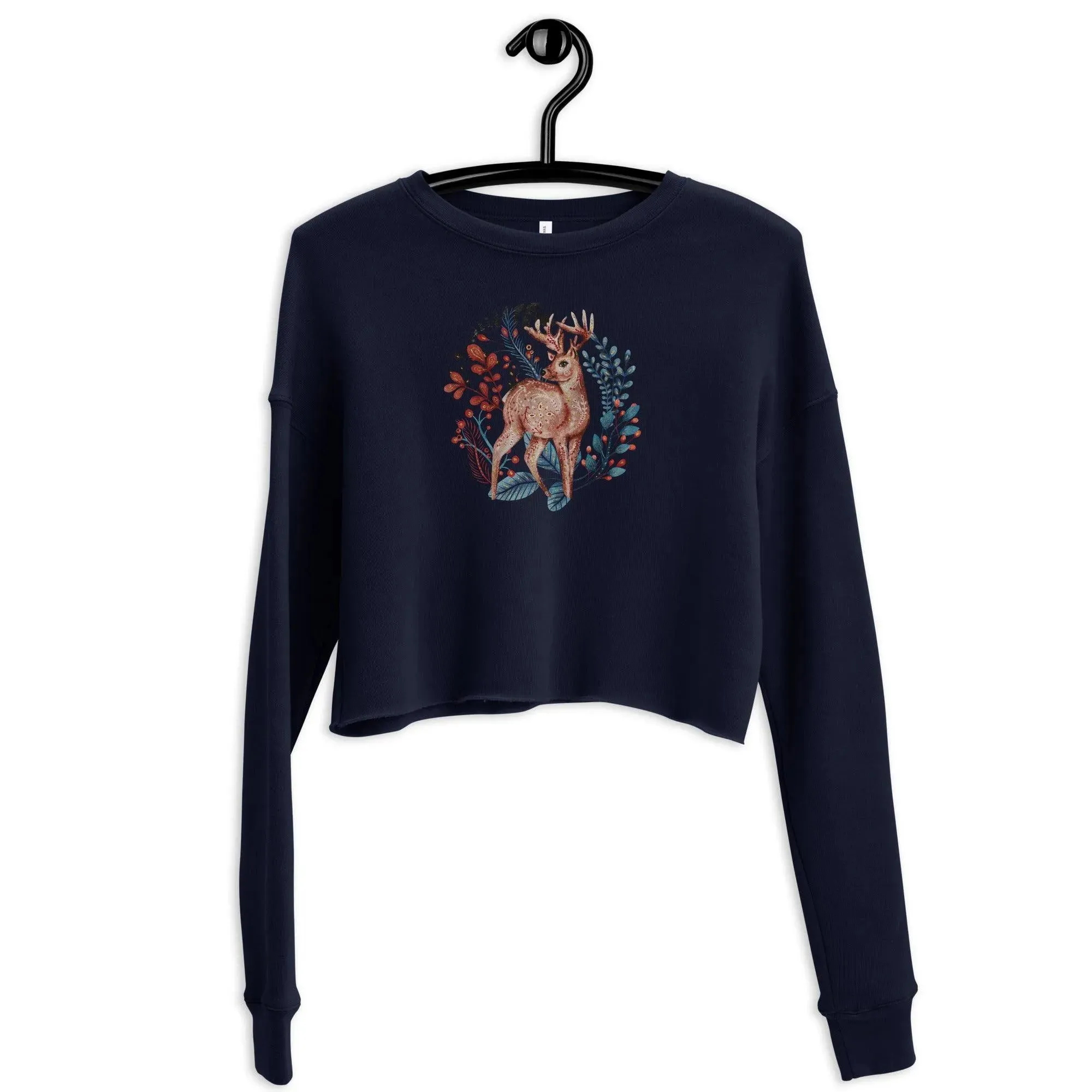 Nordic Winter Cropped Sweatshirt - Deer