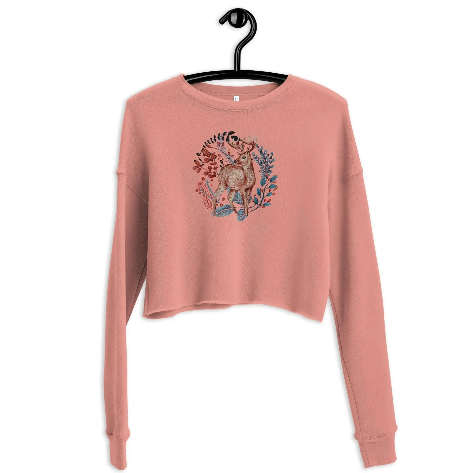 Nordic Winter Cropped Sweatshirt - Deer
