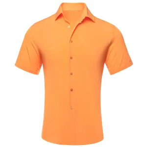 Orange Solid Men's Short Sleeve Shirt