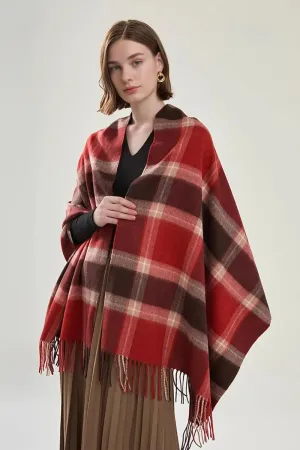 Oversized 100 Wool Plaid Blanket Scarf