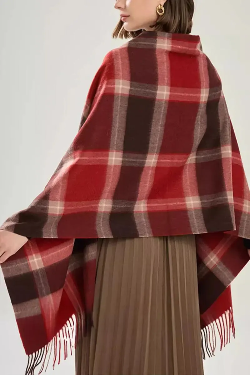 Oversized 100 Wool Plaid Blanket Scarf