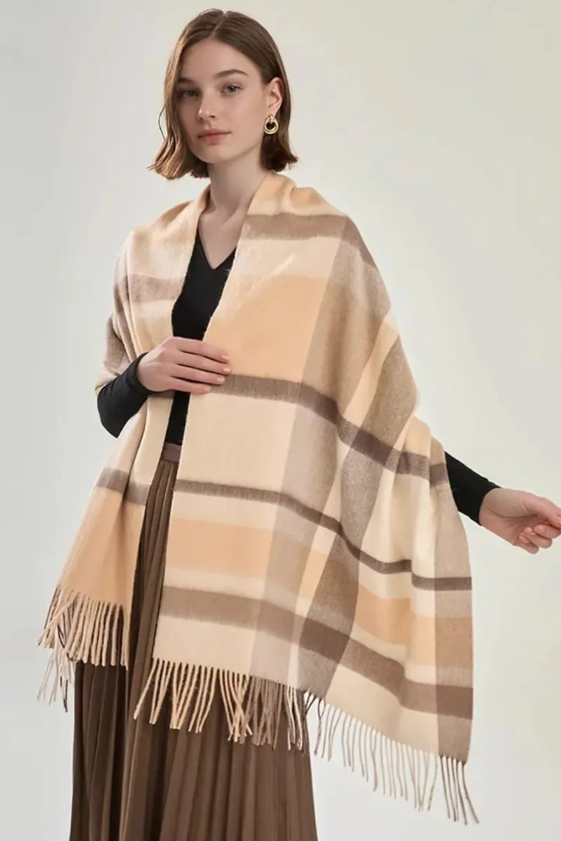 Oversized 100 Wool Plaid Blanket Scarf
