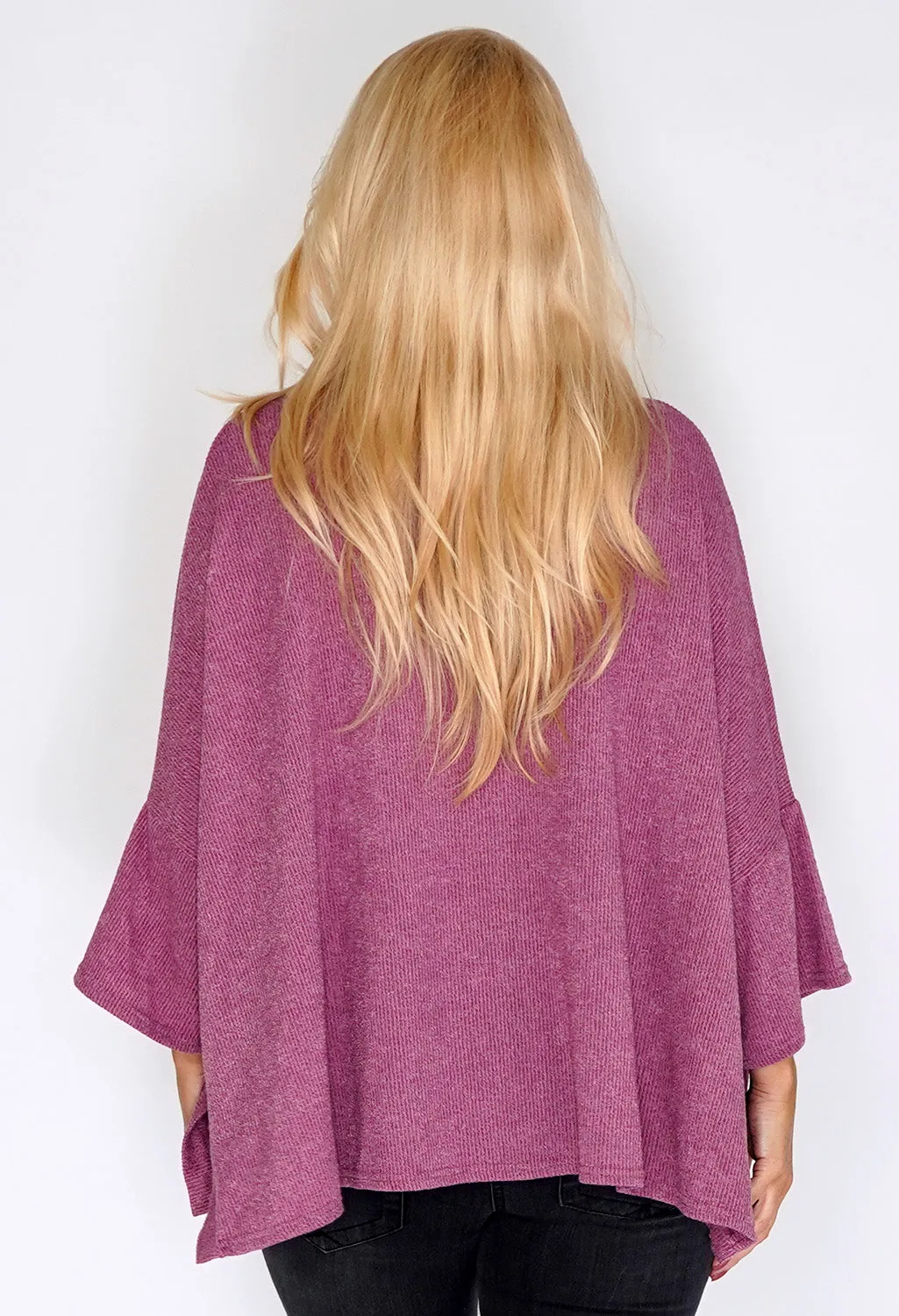 Pink Oversized Batwing Knit Jumper with Necklace Detail
