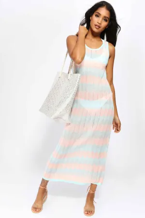 Pink Zig Zag Crochet Maxi Dress