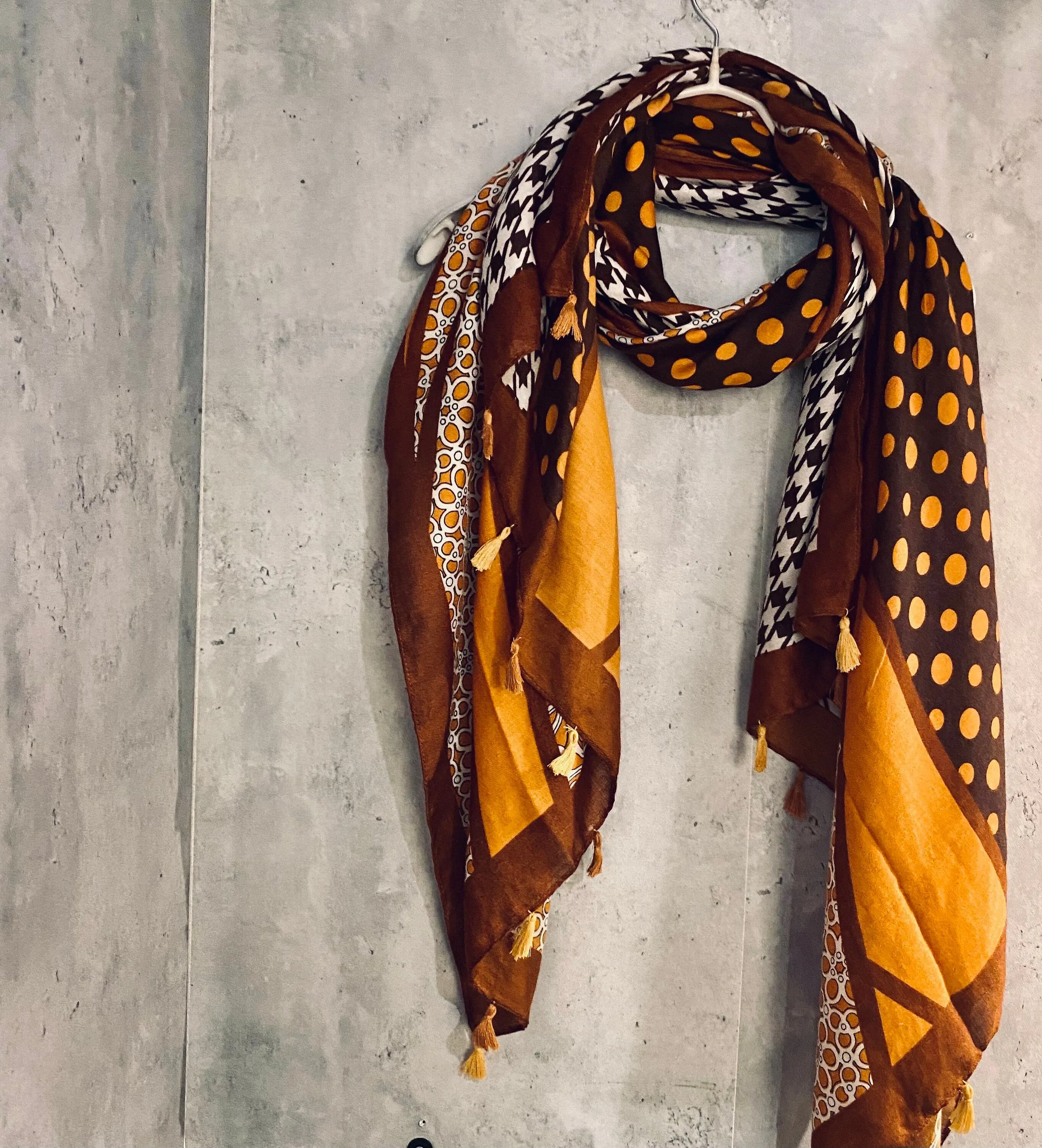 Russian Baroque Inspired With Tassels Yellow Cotton Scarf/Summer Autumn Scarf/Gifts For Mom/Gifts For Her Birthday Christmas/Scarf Women