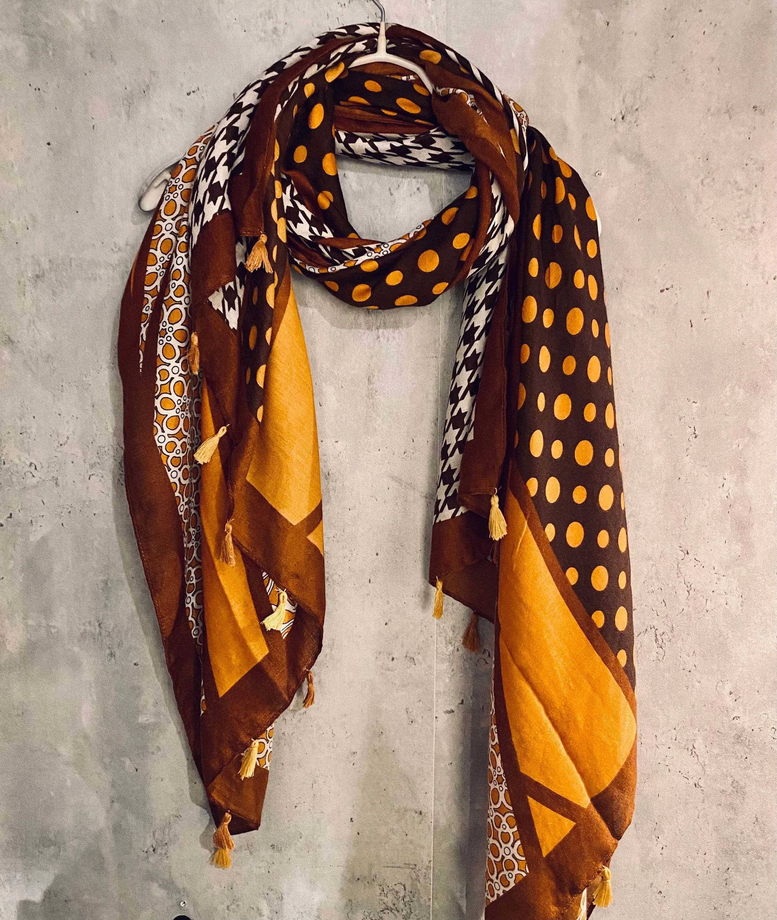 Russian Baroque Inspired With Tassels Yellow Cotton Scarf/Summer Autumn Scarf/Gifts For Mom/Gifts For Her Birthday Christmas/Scarf Women